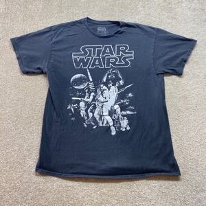 Star Wars Shirt Mens‎ Large Black Darth Vader Luke Skywalker Graphic Tee